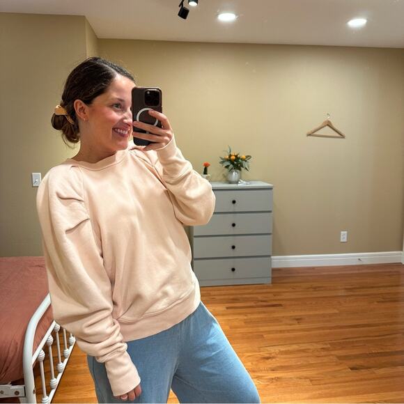 Citizens of Humanity Pink Puff Sleeve Cotton Sweatshirt Medium - Picture 5 of 15